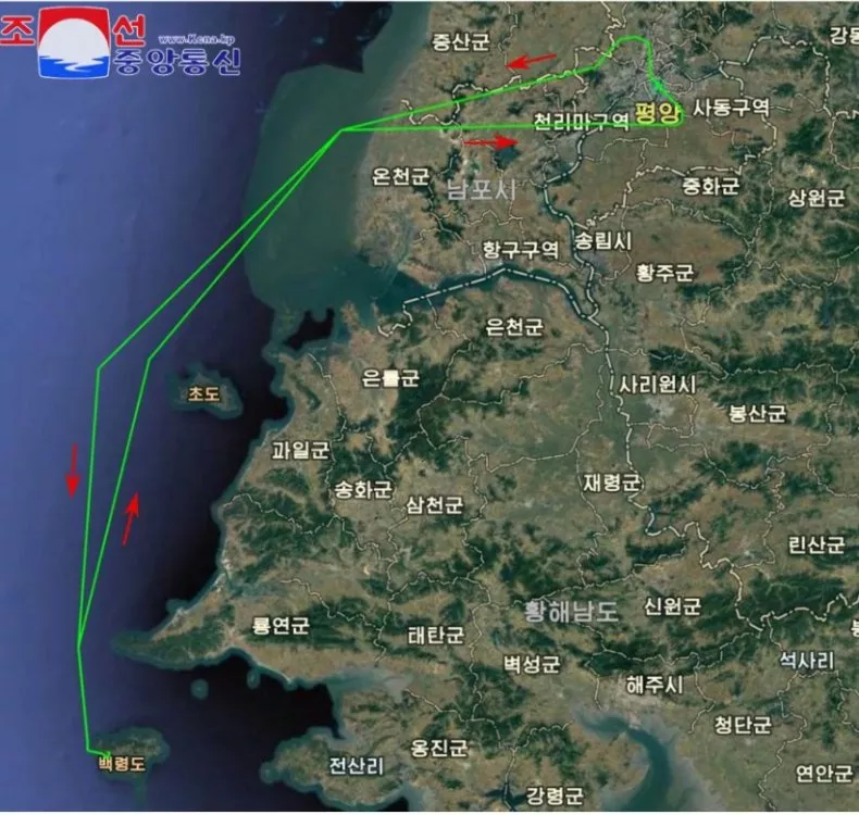 This image released by North Korea purports to show the flight path of a drone sent into Northern airspace by the South's military earlier this month. The drone was alleged to have released anti-North propaganda.